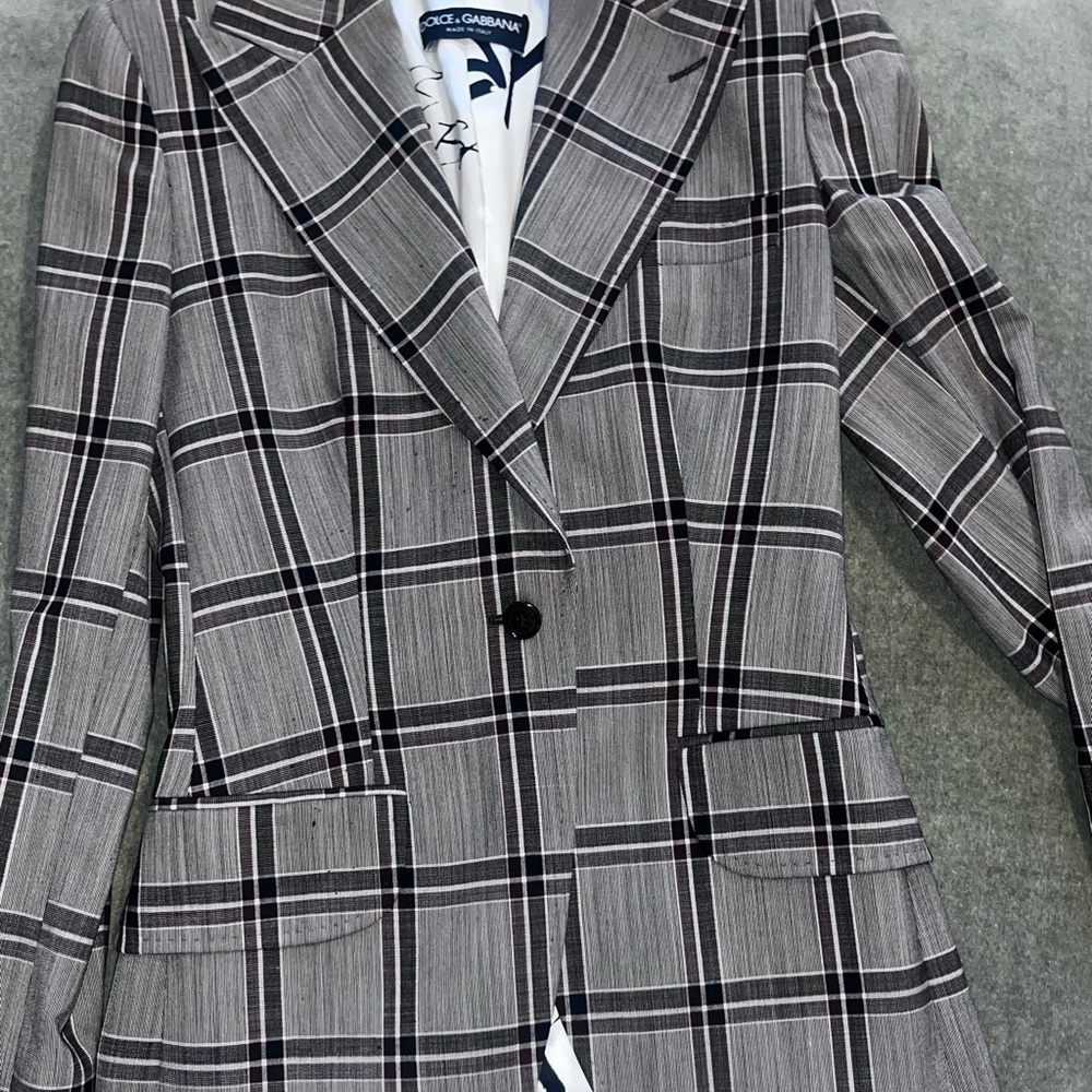Dolce & Gabbana Black and Gray Checkered Blazer
